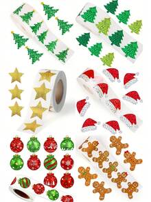 500 Christmas Stickers, Self-Adhesive Stickers For Snowflakes, Christmas Trees, Christmas Hats, Perfect For Laptops, Luggage, Envelopes, Cups, Scrapbooks, Gifts - Perfect For Christmas And Party Decorations, Suitable For Holiday Decorations, Envelopes, Journals And Party Supplies, Christmas Stickers, Journal Decorations, Bright Green Stickers, Waterproof Stickers Christmas Christmas Decorations Christmas Pajamas Christmas Gifts Christmas Decor