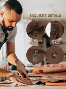 NEWHEY 15.6 Inch Men's Genuine Leather Messenger Bag, Vintage Briefcase, Large Capacity Laptop Bag, Shoulder Bag Suitable For University, Work, Business, Office - Brown - View 7