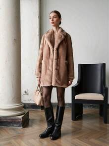 New Fashionable Faux Fur Coat, Elegant Women's Parka Winter Jacket