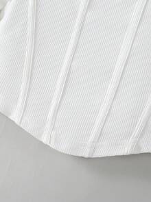 Set de 2 piezas Conjunto informal de estilo callejero para niñas preadolescentes, camiseta de manga larga blanca y jeans de mezclilla azul desgastados, nueva llegada de primavera/verano - Multicolor - Ver 5