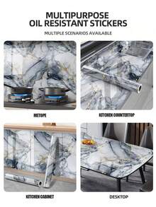 ucdfi 1 cuộn giấy dán tường bếp chống dầu, giấy dán tường chống thấm nước và chịu nhiệt, đồ trang trí nhà bếp, giấy tiếp xúc không dính, giấy dán tường PVC tự dính có thể tháo rời, giấy dán tường bóc và dán, giấy dán tường trang trí nhà, giấy dán tường, trang trí phòng, giấy dán tường, giấy dán tường bóc và dán, trang trí phòng tắm - Xám xanh - Xem 5