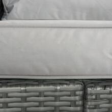 6-Piece Outdoor Rattan Dining Set - Grey PE Wicker Sofa With Reclining Armchairs & Metal Frame - All-Weather Patio Furniture - Default - View 8