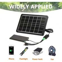 Panel solar para cargar móviles de 5V 8W, cargador portátil multifuncional para exterior con regulador de voltaje y puerto USB, carga mediante panel fotovoltaico. Cargador Celular Panel Solar 8w Multipuertos Portátil Negro - Negro - Ver 1