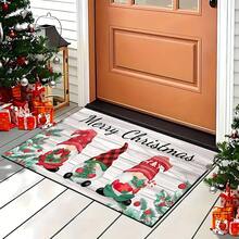 1pc Christmas Element Pattern Printed Silica Gel Kitchen Mat, Rectangular Carpet For Living Room, Bedroom, Hallway, Bathroom, Laundry Room - Polyester Rug, Suitable For Indoor And Outdoor Home Decor, Can Be Used As Christmas Gift And Christmas Decoration - Multicolor - View 4