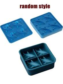 1 件 4 腔鲨鱼硅胶冰格，不粘硅胶烘焙模具，适用于冰块、巧克力、饼干，创意厨房派对模具，甜点爱好者必备 - 彩色 - 查看 10