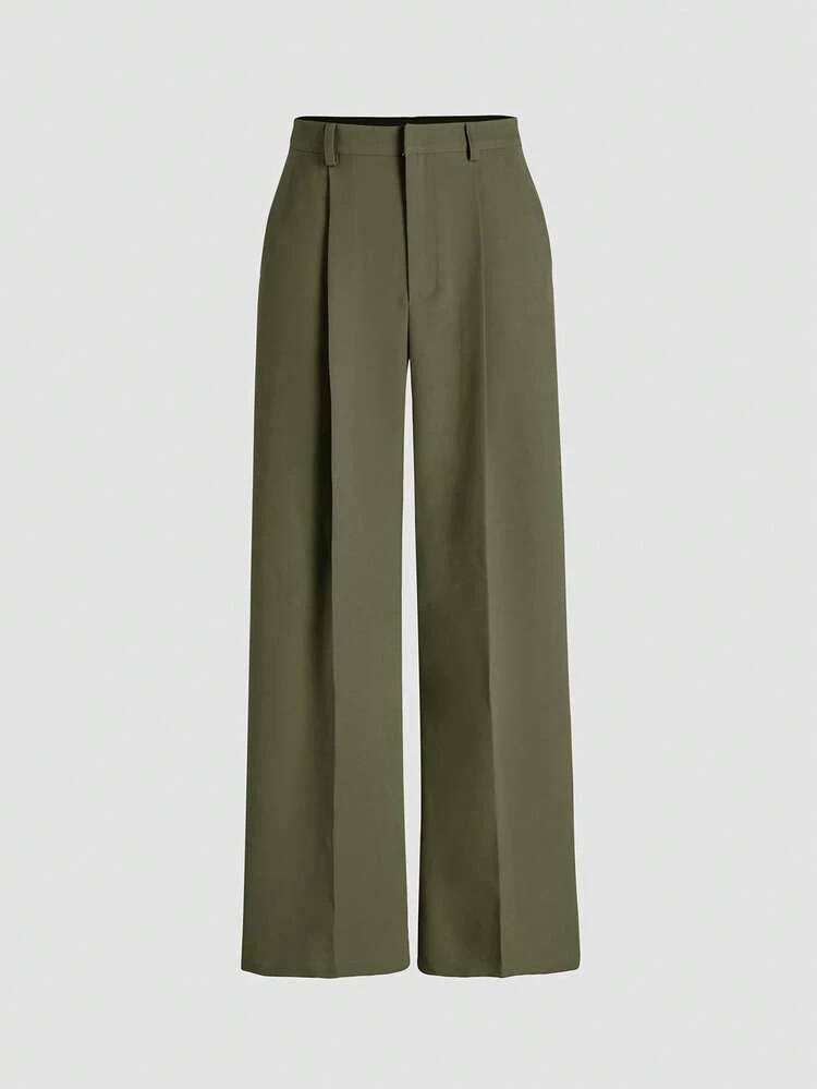 Minimalist Design Draping Suit Pants, European And American Style, Straight Leg Casual Trousers, Suitable For All Seasons Spring - Green - View 1