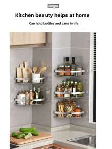 حامل ثلاثي القوائم من الفولاذ المقاوم للصدأ للتركيب الجيد بدون ثقوب أو آثار، يمكن وضعه في الحمام والمطبخ لاستقبال الأغراض، إكسسوارات الحمام، ديكور الغرفة