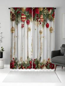 2片装现代节日庆典薄纱窗帘 - 透明涤纶材质，可机洗，适用于卧室、客厅、餐厅、厨房，节日窗帘，四季皆宜的家居窗帘 - 彩色 - 查看 8