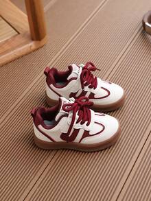 1 Pair Children's Sports Shoes With PU Upper, Non-Slip Outsole, And Hook And Loop Closure, Suitable For Hiking, Running, And Walking