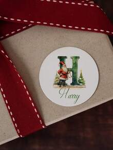 Personalisierte Namens-Weihnachts-Aufkleber in den Größen 40*40/50*50/70*70mm, jeweils 12/10/7 Blätter, mit klassischen Weihnachts-Etiketten, Weihnachtsgeschenk-Anhängern, Weihnachtsmann-Anfangsbuchstabe-Aufklebern und Umschlag-Siegeln.