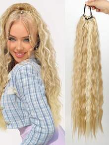 马尾辫接发绕马尾辫带发带 24 英寸（约 60 厘米）长款合成波浪编织马尾辫 DIY 编织适合女性女孩日常派对角色扮演 - 彩色 - 查看 11