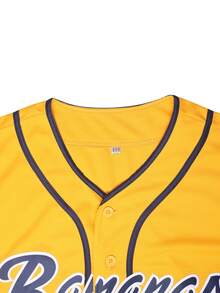Men's #1 Yellow Baseball Jersey - Button-Up Short-Sleeve Fit, Letter & Number Embroidery, Contrast Binding Detailing, Suitable For Training - 1 Vàng - Xem 2