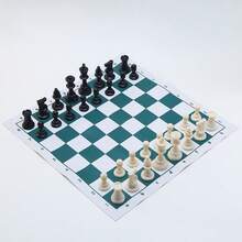 32 Pcs Wooden Chess Pieces Complete Chessmen Plastic Chess Pieces Set King Height 6.4cm/7.5cm/9.5cm Replaceable Board Games Accessories