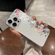 1 pieza Funda de teléfono transparente con diseño floral colorido y protección contra golpes, compatible con Apple & Series