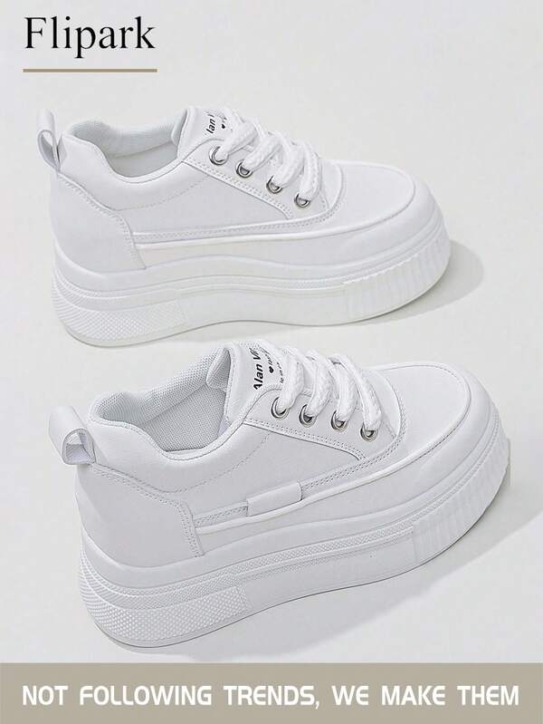 Flipark [Recommend Taking One Size Larger]2024 Classy Aesthetic New Style Casual Shoes For Women, Ladies Platform Shoes, White Shoes, Outdoor Comfortable Sneakers, Internal Increase 5cm, Party Shoes, Suitable For Short Women