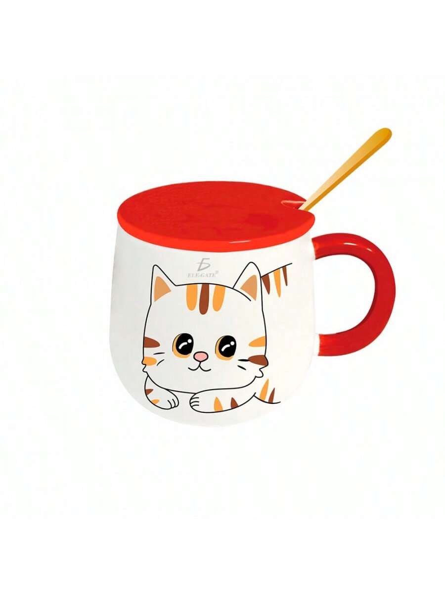 Taza de cerámica con un gatito y diferentes figuras