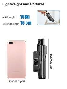 Foldable Mini Selfie Stick, Bluetooth Extendable Anti-Shake Light Phone Holder, All-In-One Retractable Tripod Selfie Stick - White - View 9