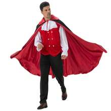 Halloween Vampire Costume Set - Black And Red Mesh Sleeve Strap Up Dress With Stand Up Collar, Mysterious Retro Gothic Fantasy Costume, Suitable For Party Role Playing - Black B - View 6
