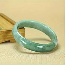 Natural Stone Dark Green Polished Bead Bracelet, Minimalist Design Suitable For Daily And Formal Settings Durable Natural Gemstone Jewelry, Birthday Anniversary New Year Gift, Elegant Accessories All Year Round - 內徑 58-60 毫米/2.28-2 - 查看 1