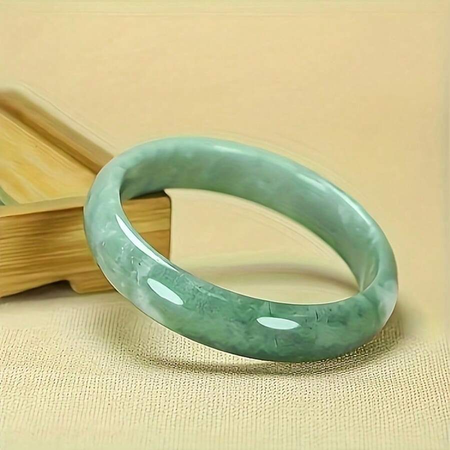 Natural Stone Dark Green Polished Bead Bracelet, Minimalist Design Suitable For Daily And Formal Settings Durable Natural Gemstone Jewelry, Birthday Anniversary New Year Gift, Elegant Accessories All Year Round - 內徑 58-60 毫米/2.28-2 - 查看 1