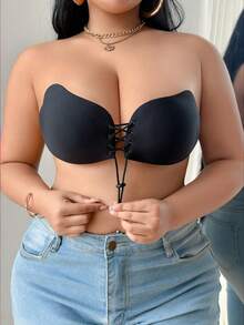 1/2 件加大码隐形聚拢文胸 - 无肩带、露背、自粘式侧翼设计，带抽绳，适合深 V 型胸罩，可重复使用，女士粘性文胸 - 彩色 - 查看 21