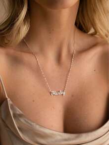 1Pc Custom Name Necklace By Caitlyn Minimalist Sparkle Twist Chain Name Necklace Stainless Steel Jewelry Necklace Personalized Gifts For Bridesmaid Proposal,New Year Glamour