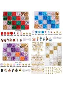 Christmas DIY Pearl Soft Clay Letter Set, 24 Grids ~1400pcs Elegant White Polymer Clay Beads, Acrylic Round/Heart Shape Metal Pendants, Daisy Metal Charms, 24 Grids Assorted Size Combo Set, Beading Tools, Jewelry Making Supplies - White Suit - View 9