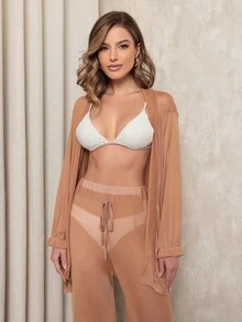 Tulle Beach Cover-Up - Màu Mù tạt vàng - Xem 4