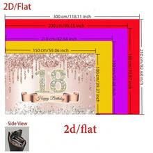 1 pièce Bannière de fond de fête d'anniversaire 18 ans en or rose, décoration de fête d'anniversaire rose scintillante avec diamants, en matériau polyester, convient pour la décoration de fête d'anniversaire, les activités de célébration, le fond de table de gâteau, convient pour la décoration d'ameublement intérieur/extérieur, le jardin, la cour, thème universel - Multicolore - Voir 2