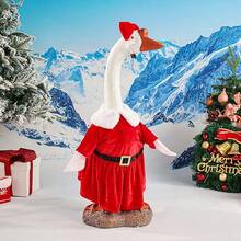 Christmas Porch Goose Outfit Cute Skirt Costume With Head Bow For Lawn Goose Statue, Patio Decoration
