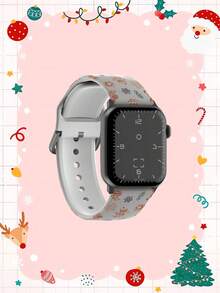 1 Peça Pulseira de Relógio Branca de TPU com Padrão Minimalista de Homem de Gengibre de Natal, Compatível com 38/40/41/42/44/45/49mm Ultra/SE/10/9/8/7/6/5/4/3/2/1