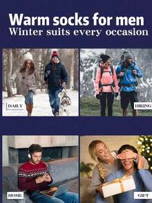 3 Pairs Men's Extra Long & Thick Wool Blend Leg Warmers, Soft Merino Wool Blend Over-The-Knee Leg Warmers, Suitable For Winter, Skiing And Business Wear, Comfortable And Warm - Multicolor - View 9