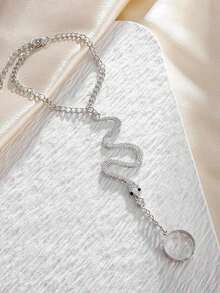 1pc Gothic Exaggerated Snake Shaped Hand Chain, Retro Personalized Ring Hand Chain Bracelet For Women