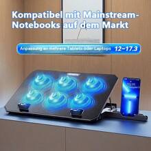 Laptop Cooling Pad With Phone Holder, Silent Desktop Computer Fan Stand - Multicolor - View 2