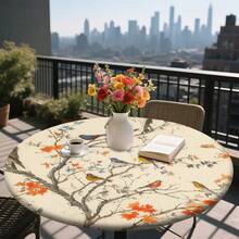 1/36 buc. Față de masă rotundă, stil boem nordic modern, cu crengi de copac și frunze, imprimare digitală, 48 in/54 in, elastică, protectoare, rezistentă la zgârieturi, potrivită pentru viața de zi cu zi, mese de interior/exterior, balcon, camping, cadou ideal - Față de masă elastică - Vizualizare 1