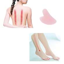 Tavoletta per massaggio Gua Sha in resina di colore rosa, piastra Guasha in giada per massaggio del viso, collo, schiena e corpo