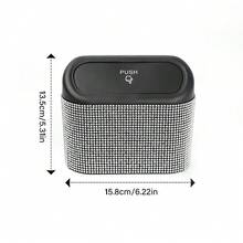 1pc New Crystal Rhinestone Car Trash Can, Creative Car Rear Hanging Garbage Bin, Multi-Purpose Car Storage Container