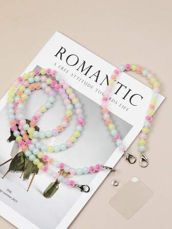 1 件彩色串珠链挂绳，适用于手机壳、包包、相机支架