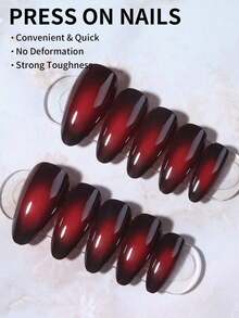 24pcs Almond Ombre Black Nail Stickers Set, Medium Size Design For Perfect Fit, Includes 1pc Jelly Gel And 1pc Nail File.Red Nail Stickers Suitable For Women And Girls DIY Everyday, Work, Study And Party Manicure. IMBB - Nhiều màu - Xem 4