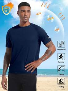 Holure 1 o 3 o 5 Juegos de Sudaderas de Entrenamiento Masculino UPF 40+ Sudaderas Deportivas Camisetas de absorción de Humedad de Fitness seco Camisas Deportivas de Manga Corta - 3 Paquetes-Negro/Azul marino/Gris oscuro - Ver 5