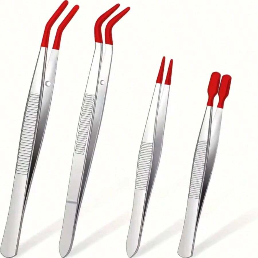 Tweezers With Rubber Tips Tweezers Rubber PVC Silicone Coated Non Marring Flat Tip Bent Tip Tweezers Tipped Tweezers - Multicolor - View 1