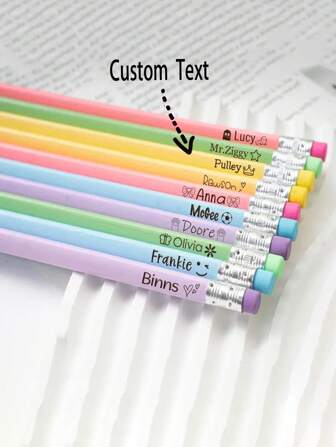 Personalized Pencils, Custom Pattern Pencil Set, Engraved Pencils, Unique Engraved Pencil Set, Family Learning Supplies, Name Pencils