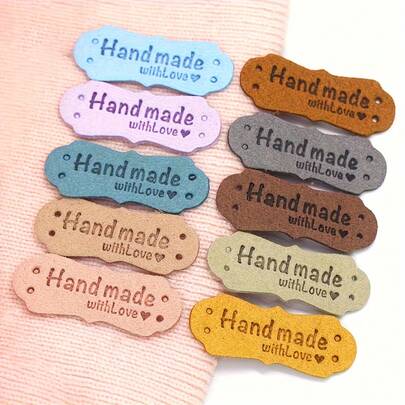 10/20/30pcs Handmade Embossed Labels - Velvet Fiber, Multi-Color Perforated Design, Suitable For Knitting/Sewing/Garment Accessories, Crafts DIY Marking