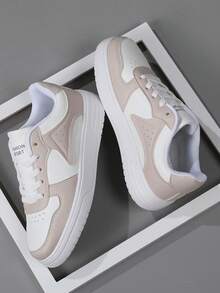 Casual Sneakers Shoes For Women,Lace-Up Leather Sports Shoes,Fashion Round Toe Low-Top,Fashion Breathable Shoes Students,Skateboarding,Suitable For Students, Lightweight EVA Sole Footwear - Beige - View 6