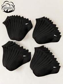 20 Pairs Unisex Socks, Sports Socks, White/Black/Grey Short Socks, Comfortable Ankle Socks With Slash Pattern, Moisture-Wicking, Breathable, Classic Solid Color, Simple & Fashionable Casual Socks, Suitable For Daily Wear