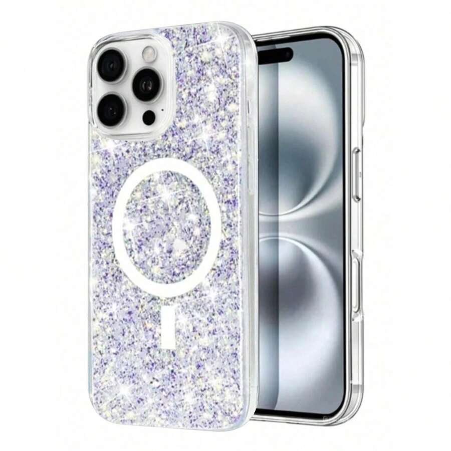 Transparent Sparkly Case Compatible With IPhone Series Clear Case, Hard Back Cover Soft Bumper, Shockproof Slim Bling Clear Case Compatible With IPhone Series,Compatible With IPhone 15Plus/15Pro Max/16Plus/16Pro Max Series,Back-To-School Supplies,Hallows' Day Christmas Gifts,Suitable For Women, Gifts For Family, Friends, Lovers