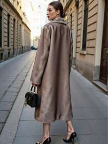 New Women Long Faux Fur Teddy Fleece Winter Coat, Fashionable And Versatile