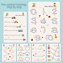 32 页可重复使用的魔法练习笔记本套装 | 全脑开发训练、笔控训练和绘画教育练习册 | 学习写作技巧、纸质材料、教育练习册 | 彩色页面 | 耐用装订