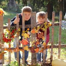 Fall Decor- 12 Inch Fall Wreaths For Front Door, 3D Wooden Fall Door Sign Hanging Pumpkin Maple Leaf Wreath With Autumn Sign For Harvest Home Farmhouse Outdoor Indoor Window Wall - 預設 - 查看 7
