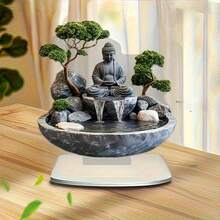 2D 平面波西米亚水晶喷泉带底座 - 雄伟的佛陀冥想设计，家居装饰牌匾，精湛的工艺，办公室装饰品，新年和圣诞节的理想礼物 | 2D 平面 0.3 厘米厚度 - 彩色 - 查看 3